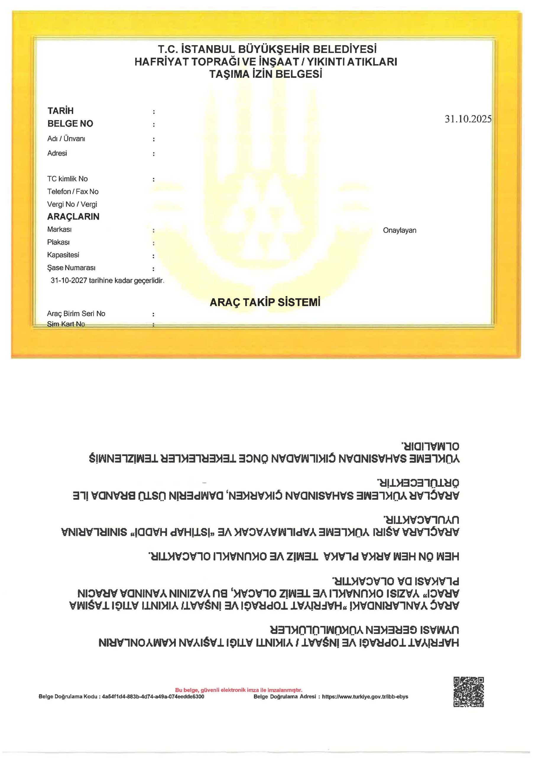 taşıma izin taslak